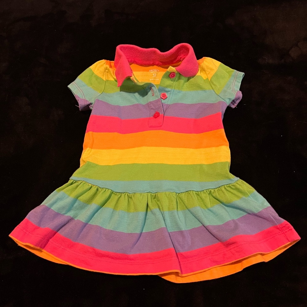 NWOT Collared Rainbow Dress